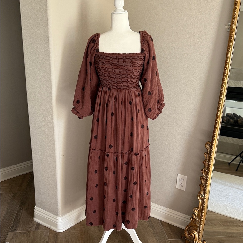 Free People Brown Long Sleeve Dress